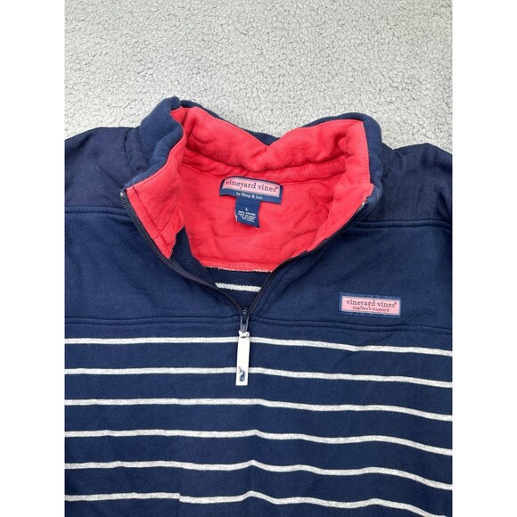 Vineyard Vines 1/4 Zip Striped Pullover Sweatshirt Mens Size L - Picture 2 of 8